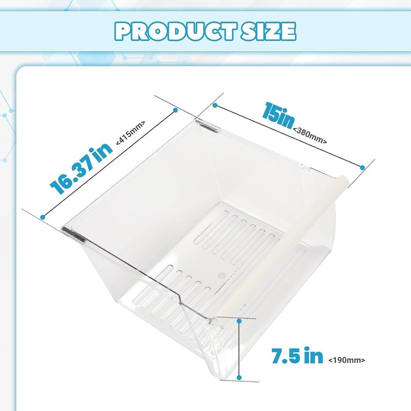 Kojem 2188656 Replacement Crisper Drawer (Upper) Compatible with Whirlpool Kenmore Refrigerator Upper Bin with Humidity Control Plastic (PS) Clear - Image 5